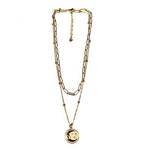 14K Gold Plated Moon Double Pendant Necklace! NWOT